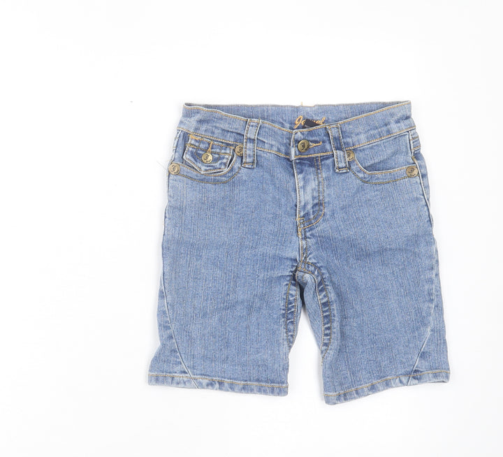 Jewel Boys Blue Cotton Bermuda Shorts Size 10 Years Regular Buckle