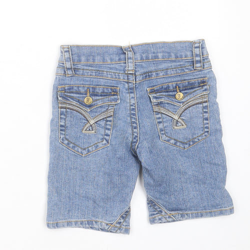 Jewel Boys Blue Cotton Bermuda Shorts Size 10 Years Regular Buckle