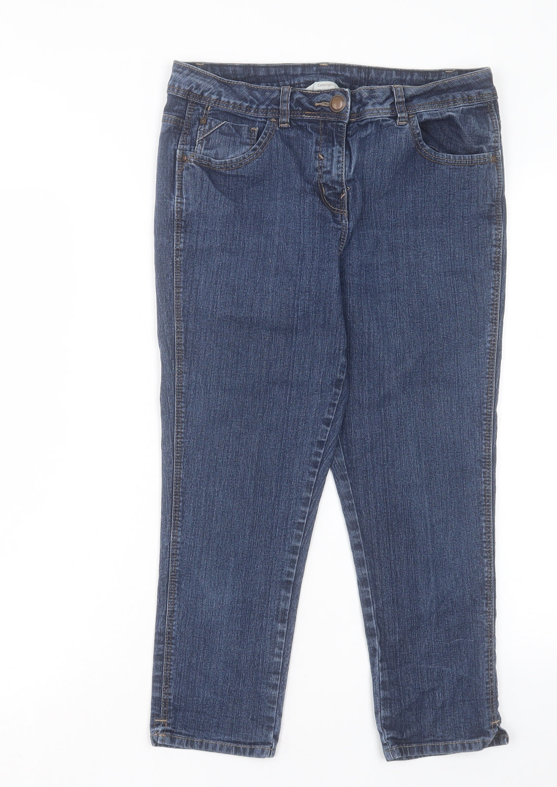 George Womens Blue Cotton Cropped Jeans Size 12 L21 in Regular Button