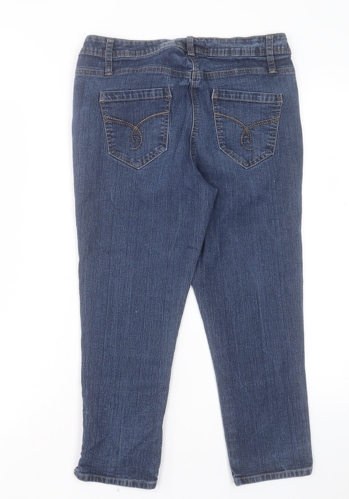 George Womens Blue Cotton Cropped Jeans Size 12 L21 in Regular Button