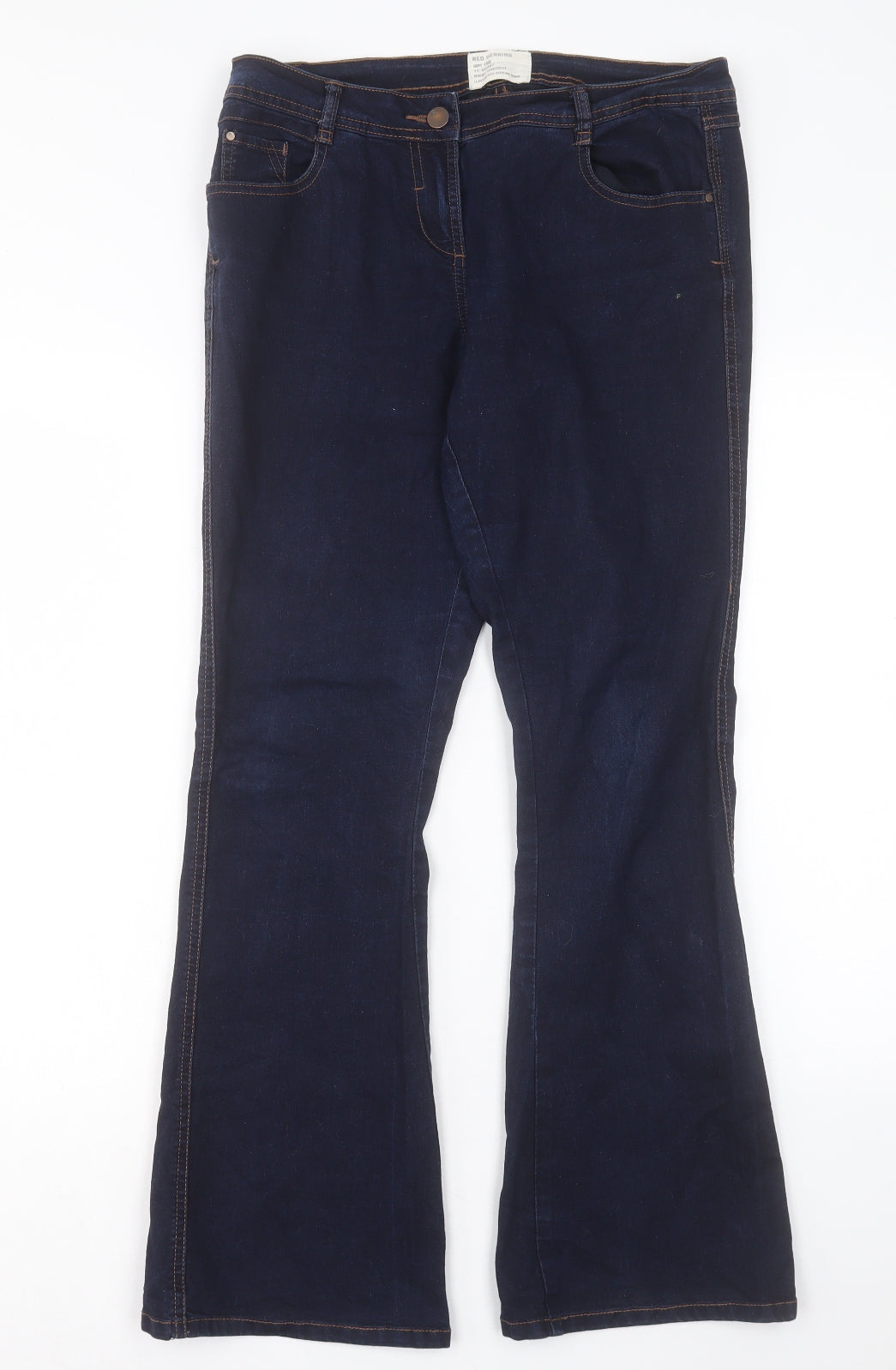 River Island Womens Blue Cotton Bootcut Jeans Size 20 L30 in Regular Button