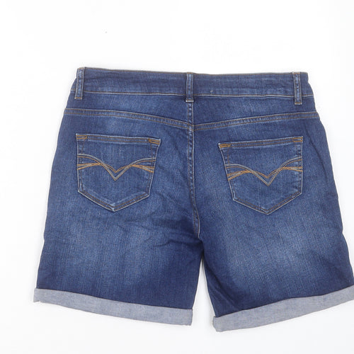 MANTARAY PRODUCTS Womens Blue Cotton Boyfriend Shorts Size 12 L6 in Regular Button