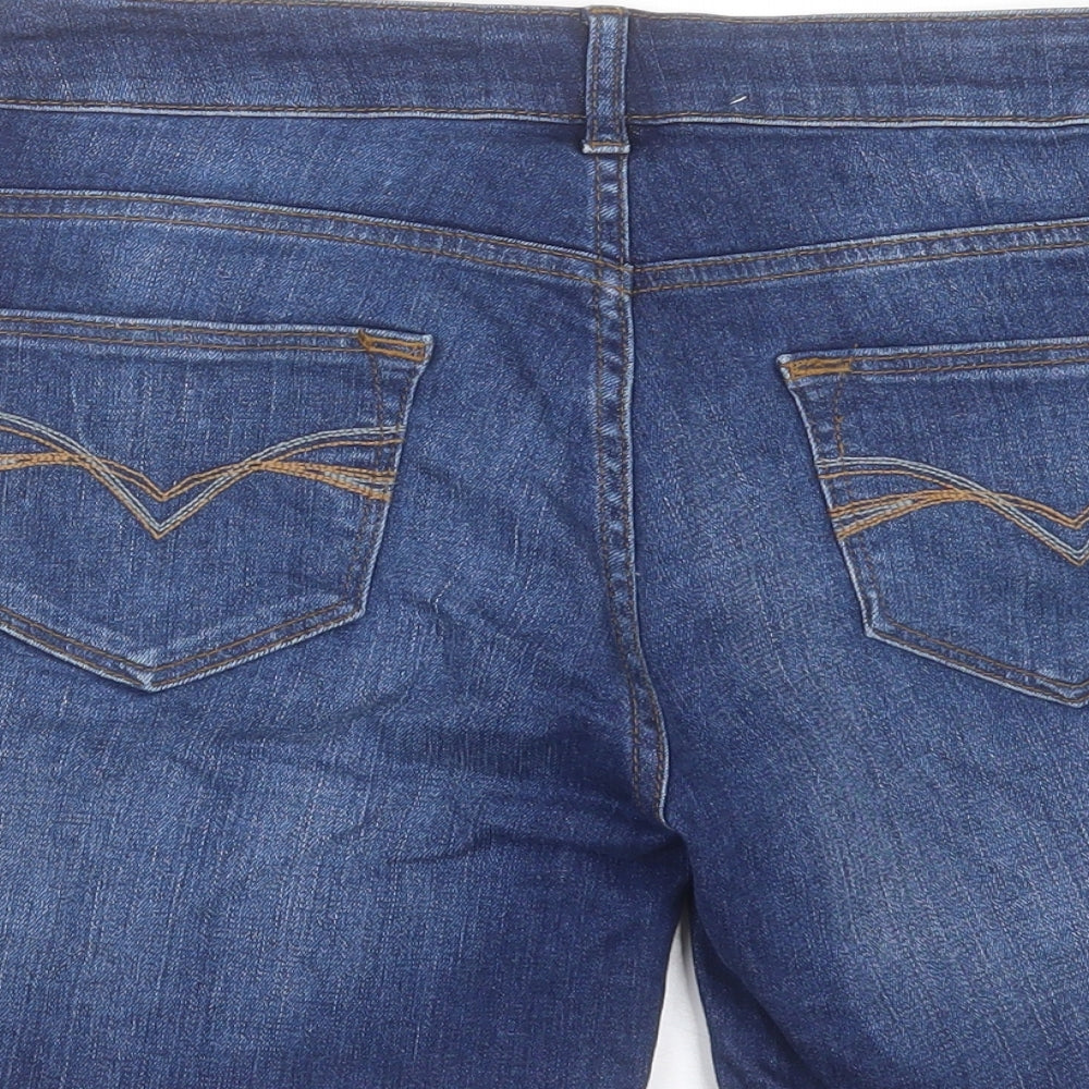 MANTARAY PRODUCTS Womens Blue Cotton Boyfriend Shorts Size 12 L6 in Regular Button