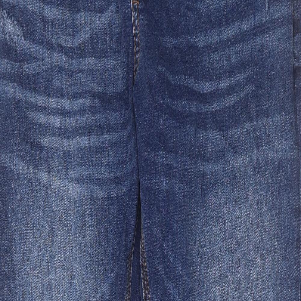 River Island Mens Blue Cotton Straight Jeans Size 36 in L34 in Regular Button