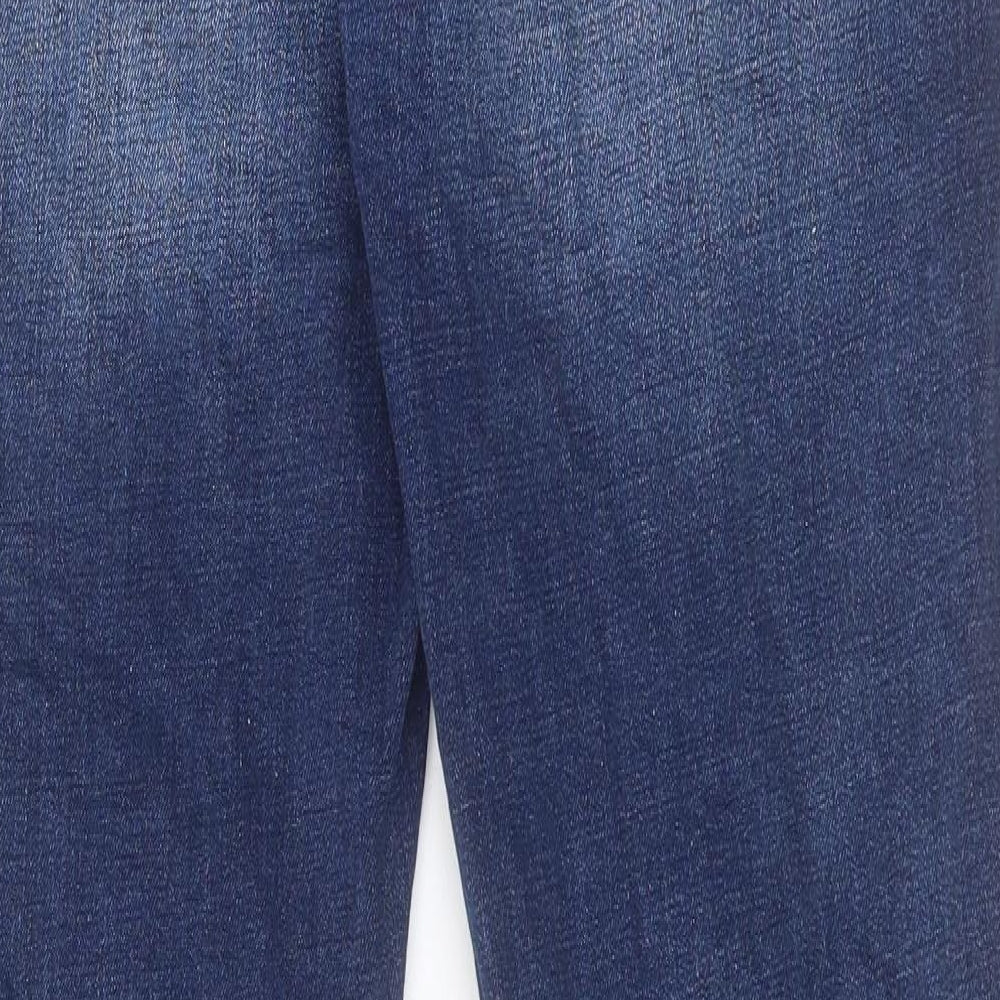 River Island Mens Blue Cotton Straight Jeans Size 36 in L34 in Regular Button