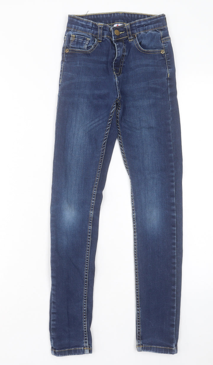 A2Z Girls Blue Cotton Skinny Jeans Size 11-12 Years Regular Button