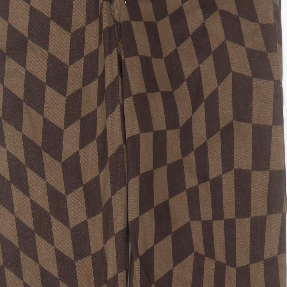 H&M Womens Brown Argyle/Diamond Cotton Straight Jeans Size 10 L30 in Regular Button