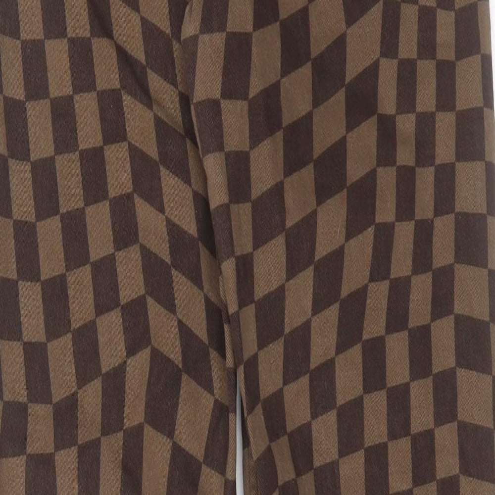 H&M Womens Brown Argyle/Diamond Cotton Straight Jeans Size 10 L30 in Regular Button