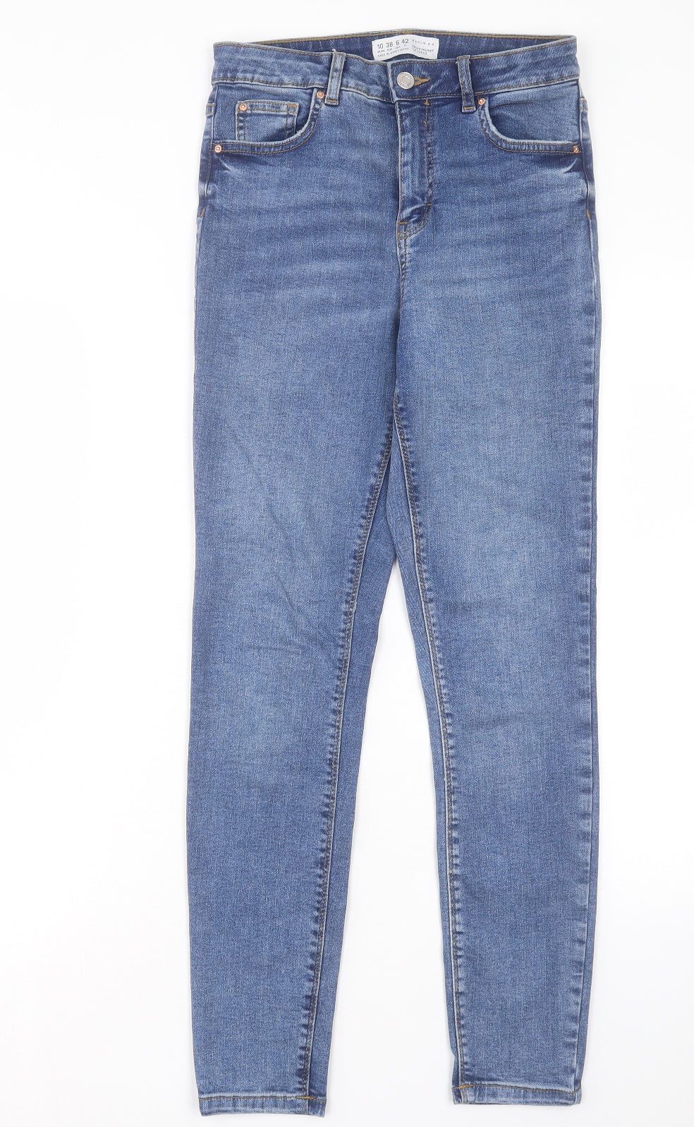 Denim & Co. Womens Blue Cotton Skinny Jeans Size 10 L27 in Regular Button
