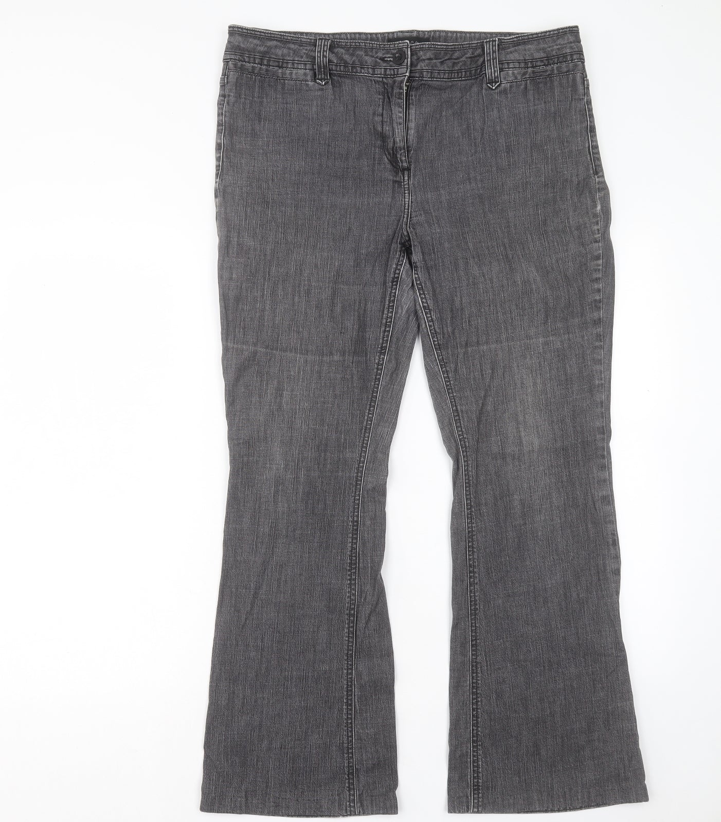 Marks and Spencer Womens Black Cotton Straight Jeans Size 16 L28 in Regular Button