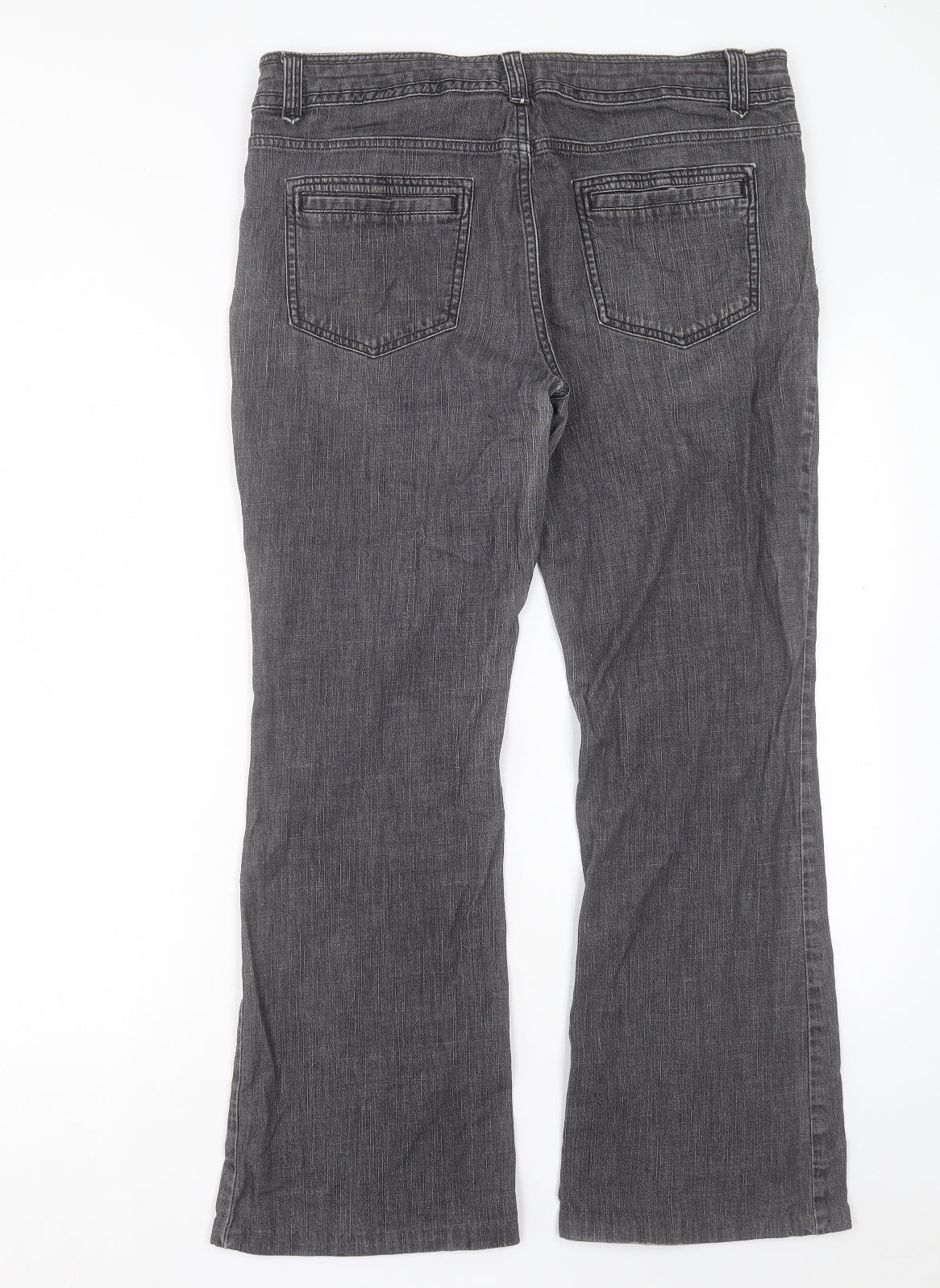 Marks and Spencer Womens Black Cotton Straight Jeans Size 16 L28 in Regular Button