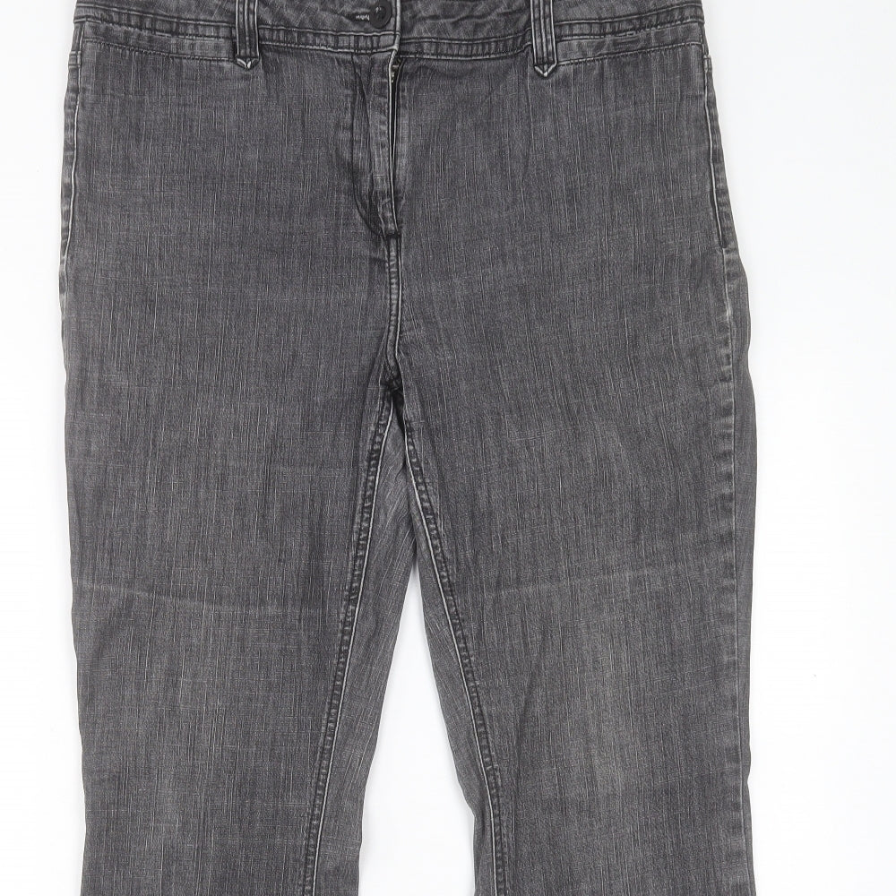 Marks and Spencer Womens Black Cotton Straight Jeans Size 16 L28 in Regular Button