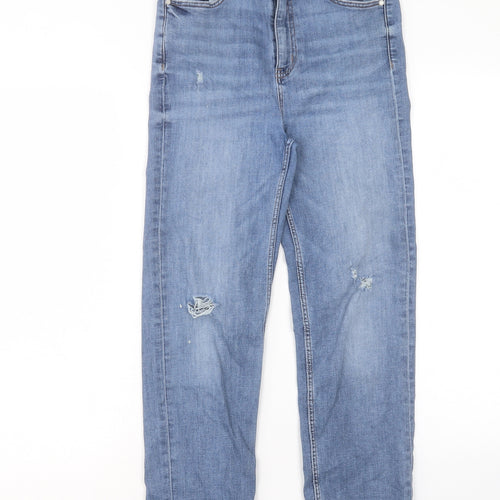 Marks and Spencer Womens Blue Cotton Straight Jeans Size 10 L24 in Regular Button