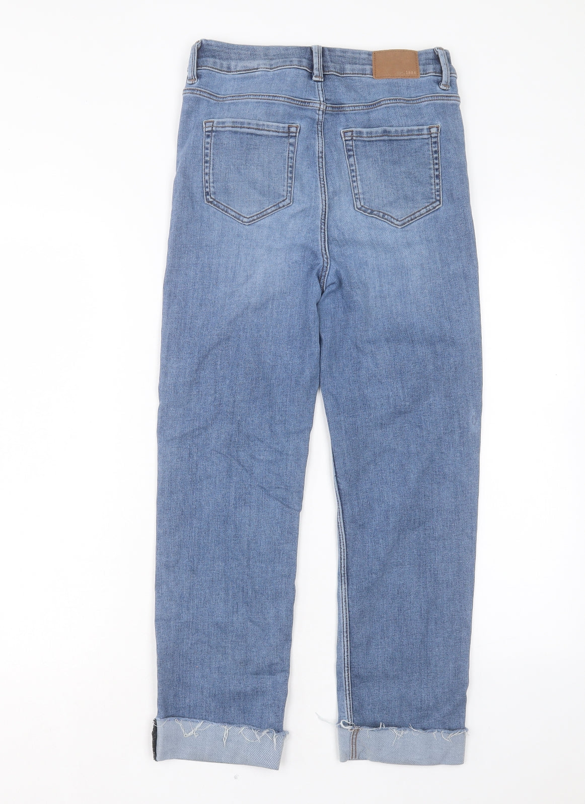 Marks and Spencer Womens Blue Cotton Straight Jeans Size 10 L24 in Regular Button