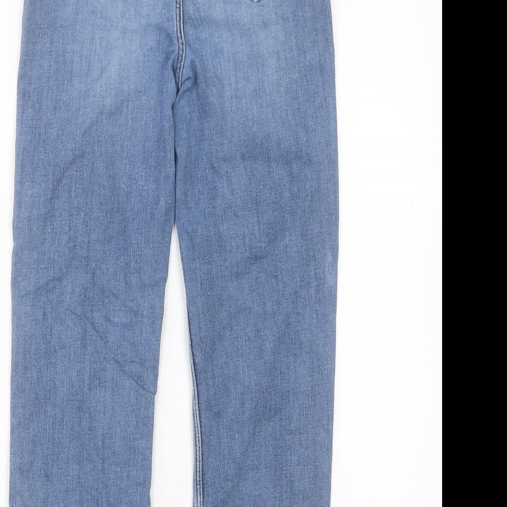 Marks and Spencer Womens Blue Cotton Straight Jeans Size 10 L24 in Regular Button