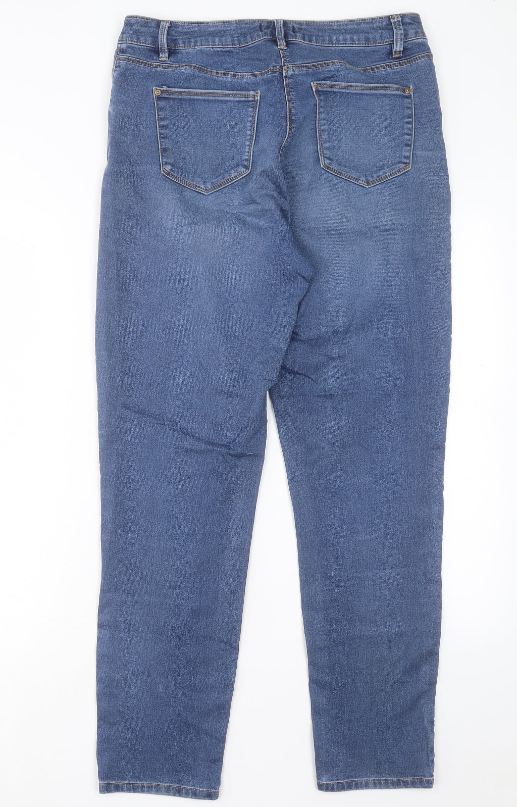 Papaya Womens Blue Cotton Straight Jeans Size 14 L29 in Regular Button