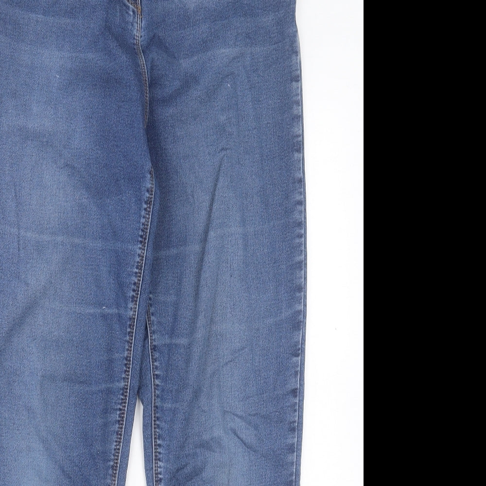 Papaya Womens Blue Cotton Straight Jeans Size 14 L29 in Regular Button