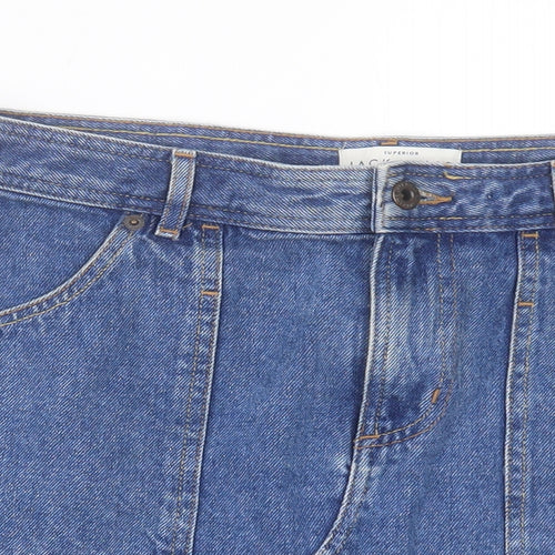 Jack Wills Womens Blue Cotton A-Line Skirt Size 12 Button