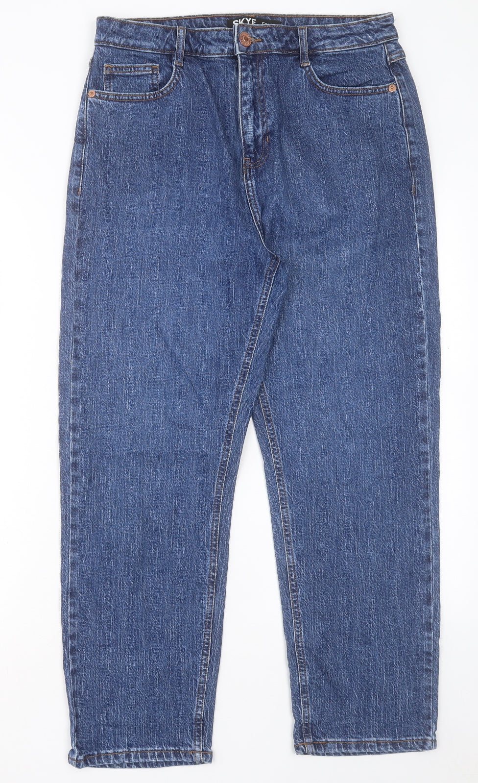 George Womens Blue Cotton Straight Jeans Size 14 L26 in Regular Button