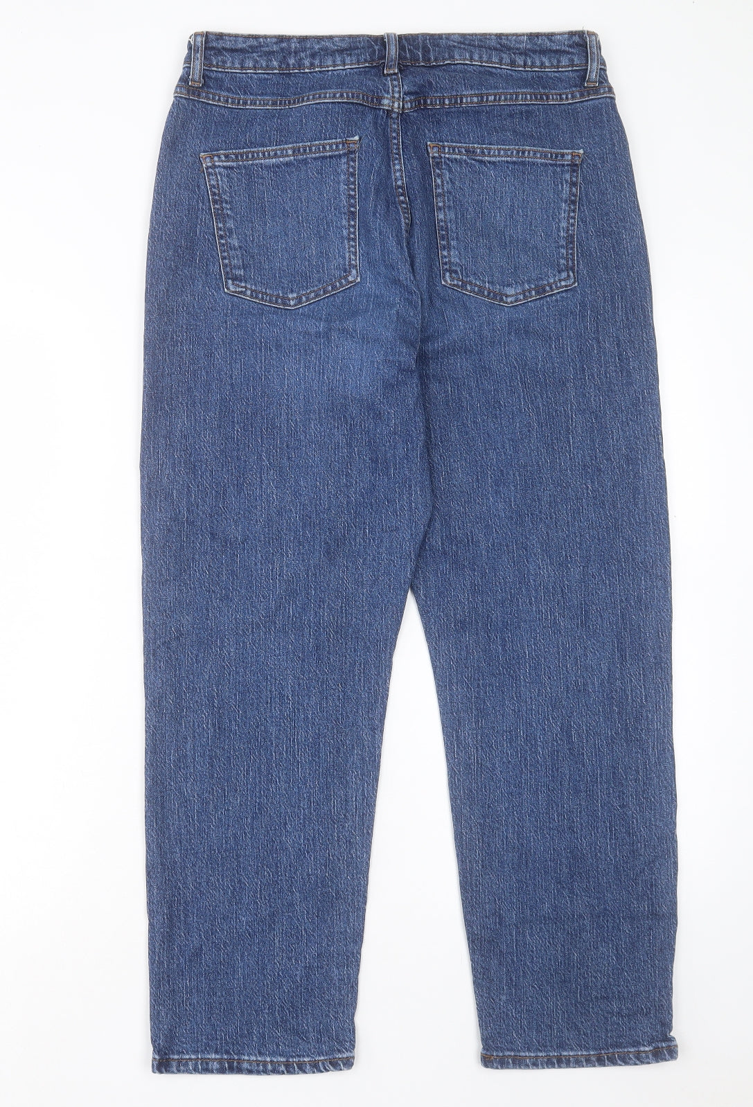 George Womens Blue Cotton Straight Jeans Size 14 L26 in Regular Button