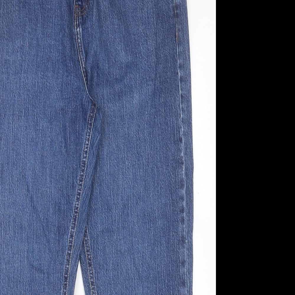 George Womens Blue Cotton Straight Jeans Size 14 L26 in Regular Button