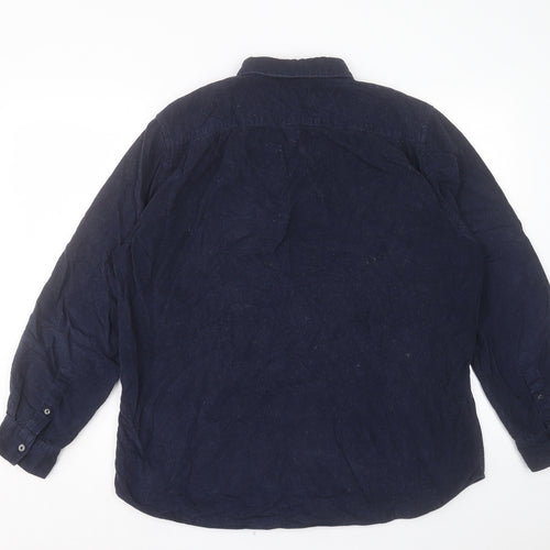 French Connection Mens Blue Cotton Button-Up Size XL Collared Button - Pocket Detail
