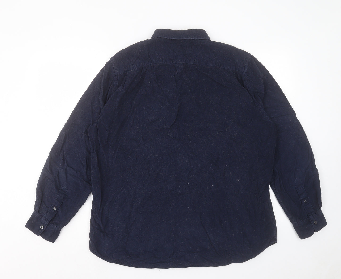 French Connection Mens Blue Cotton Button-Up Size XL Collared Button - Pocket Detail
