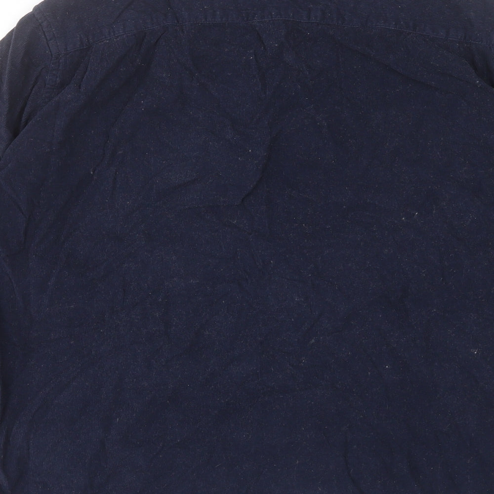 French Connection Mens Blue Cotton Button-Up Size XL Collared Button - Pocket Detail