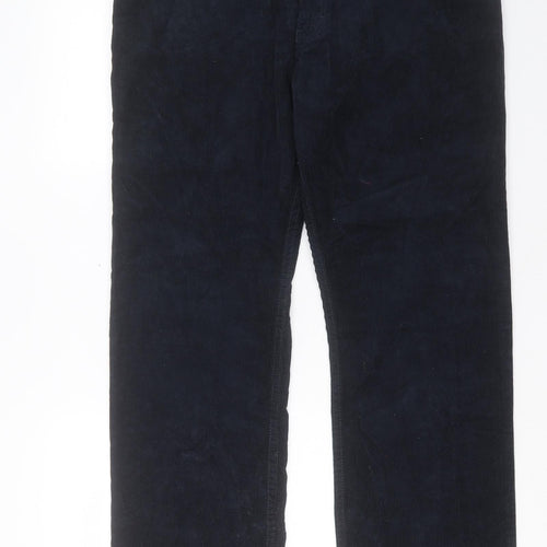 Marks and Spencer Mens Blue Cotton Trousers Size 36 in L31 in Regular Button