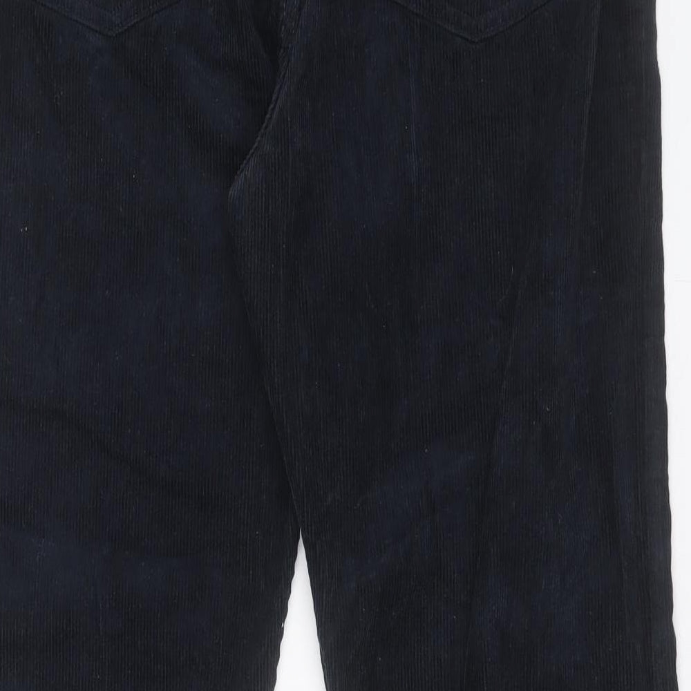 Marks and Spencer Mens Blue Cotton Trousers Size 36 in L31 in Regular Button