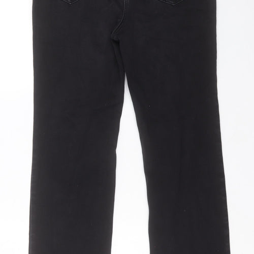 Marks and Spencer Womens Black Cotton Straight Jeans Size 10 L28 in Regular Button