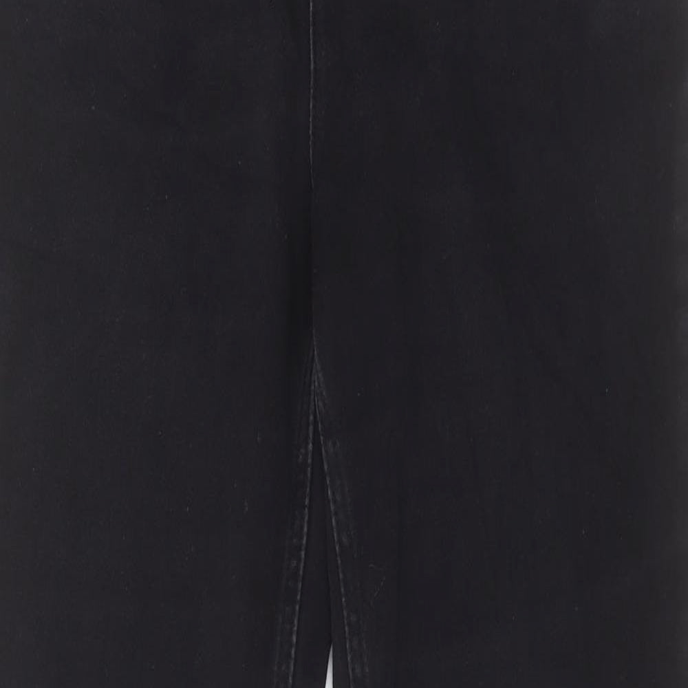 Marks and Spencer Womens Black Cotton Straight Jeans Size 10 L28 in Regular Button