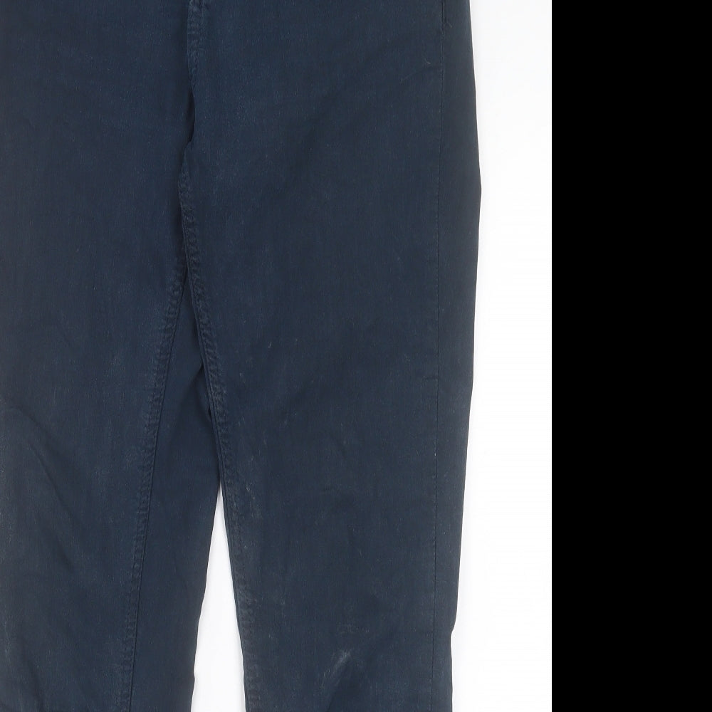 Fat Face Womens Green Cotton Straight Jeans Size 14 L28 in Regular Button