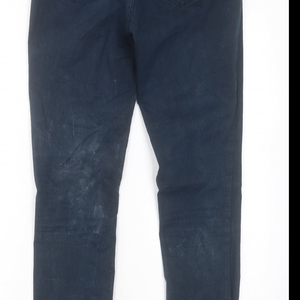 Fat Face Womens Green Cotton Straight Jeans Size 14 L28 in Regular Button
