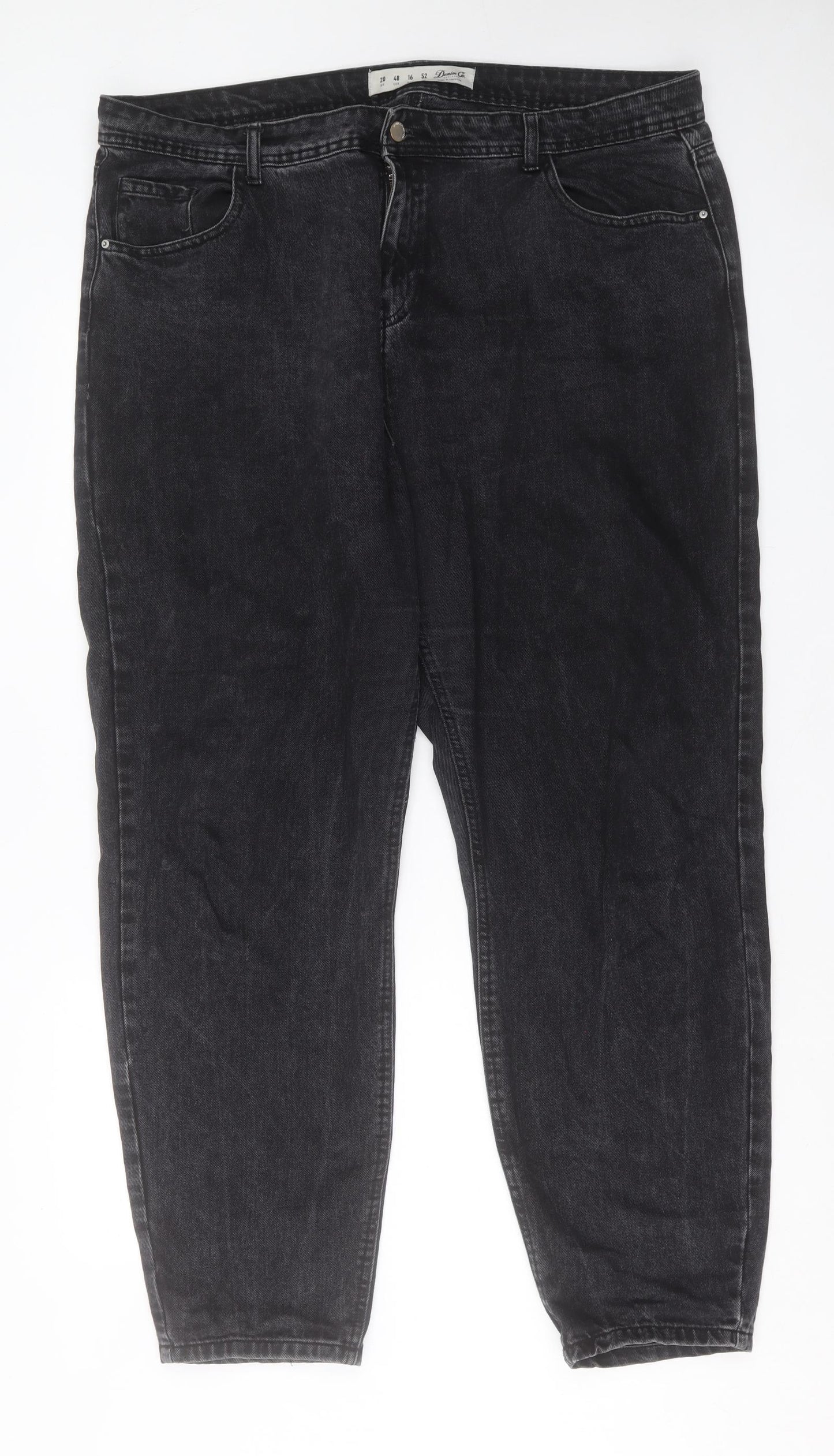 Denim & Co. Womens Black Cotton Straight Jeans Size 20 L30 in Regular Button