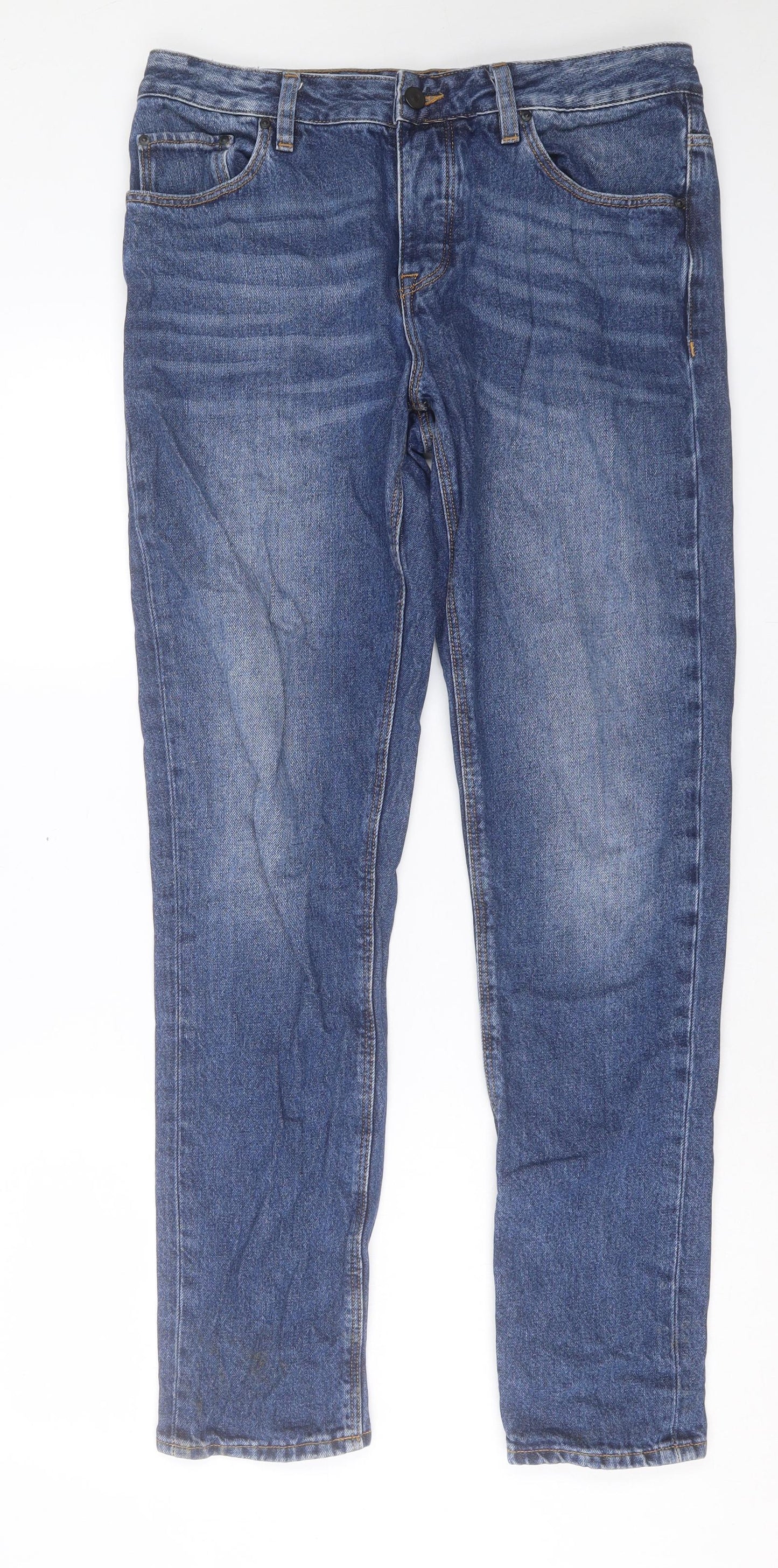 ASOS Mens Blue Cotton Straight Jeans Size 32 in L32 in Regular Button