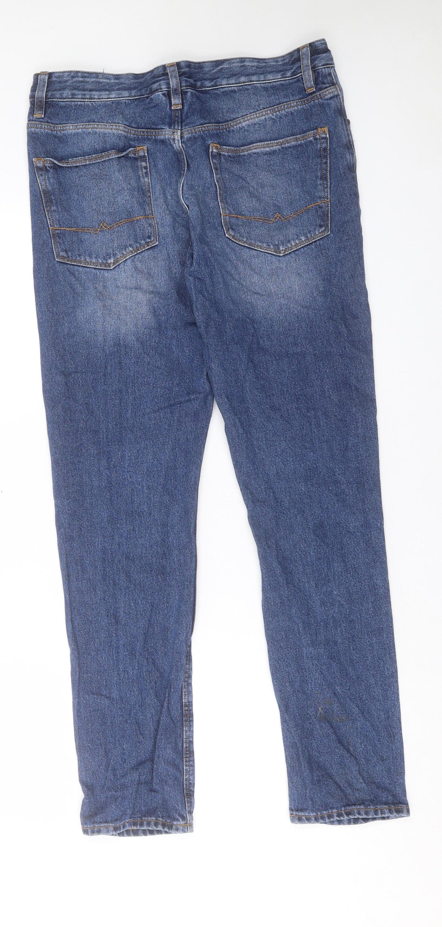 ASOS Mens Blue Cotton Straight Jeans Size 32 in L32 in Regular Button