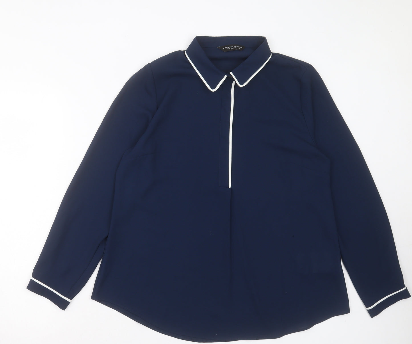 Dorothy Perkins Womens Blue Polyester Basic Blouse Size 16 Collared