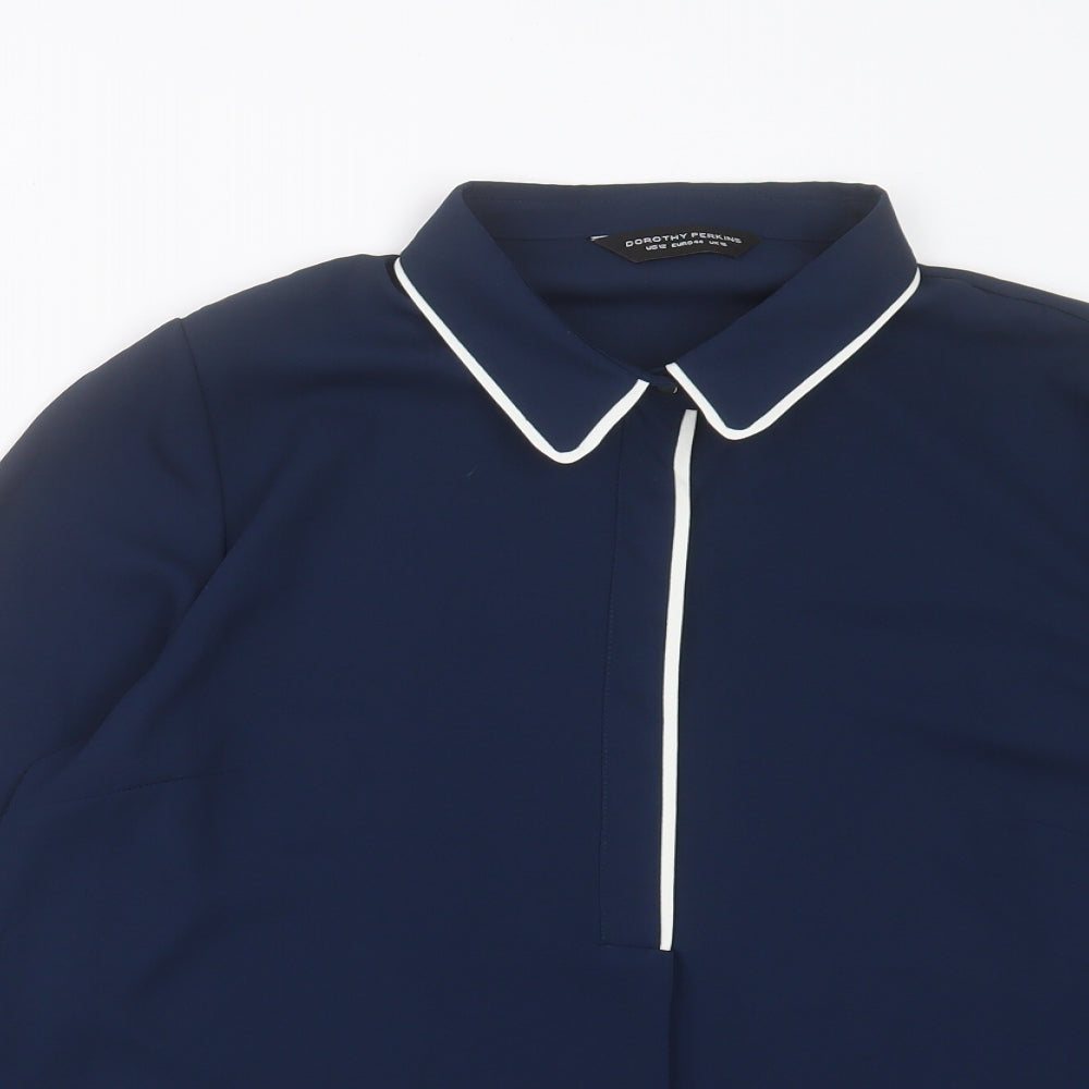 Dorothy Perkins Womens Blue Polyester Basic Blouse Size 16 Collared