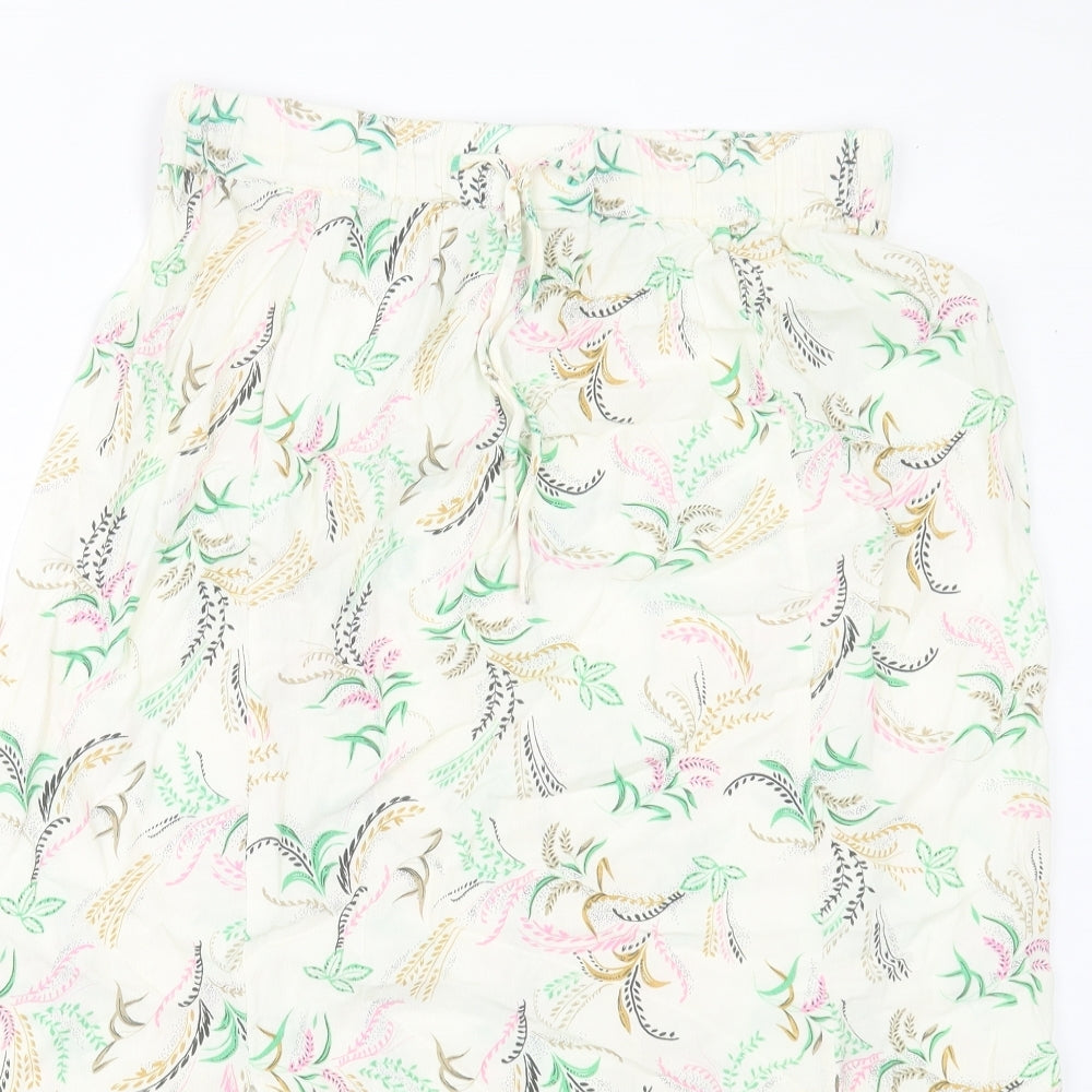 Marks and Spencer Womens Ivory Geometric Viscose A-Line Skirt Size 12 Drawstring