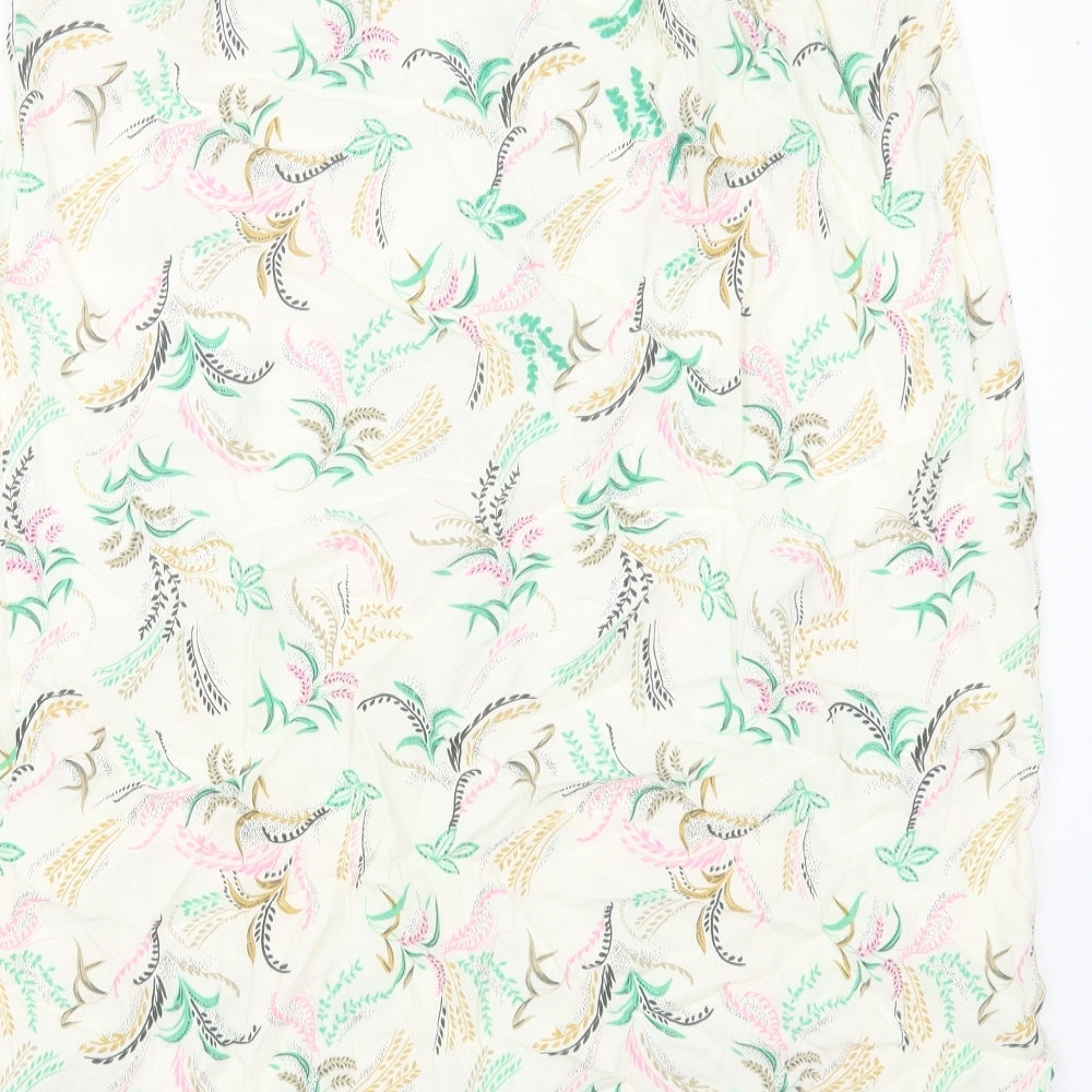 Marks and Spencer Womens Ivory Geometric Viscose A-Line Skirt Size 12 Drawstring