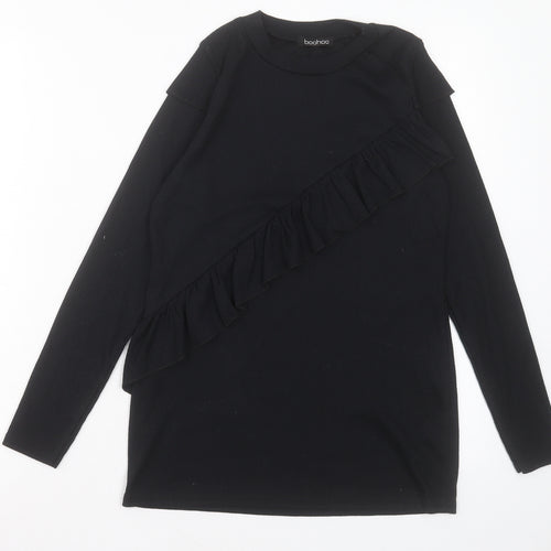 Boohoo Womens Black Crew Neck Polyester Pullover Jumper Size 10