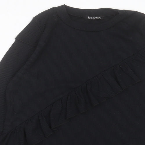 Boohoo Womens Black Crew Neck Polyester Pullover Jumper Size 10