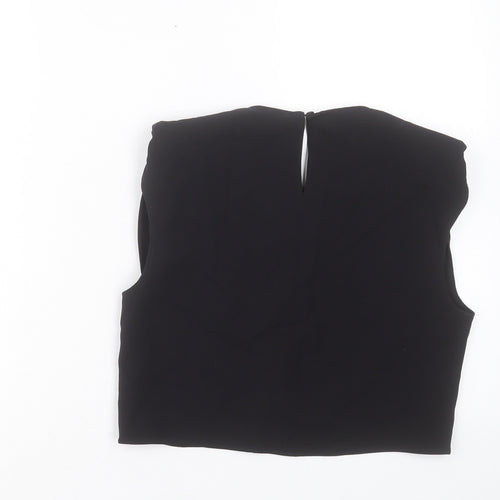 Zara Womens Black Polyester Cropped Tank Size S Crew Neck