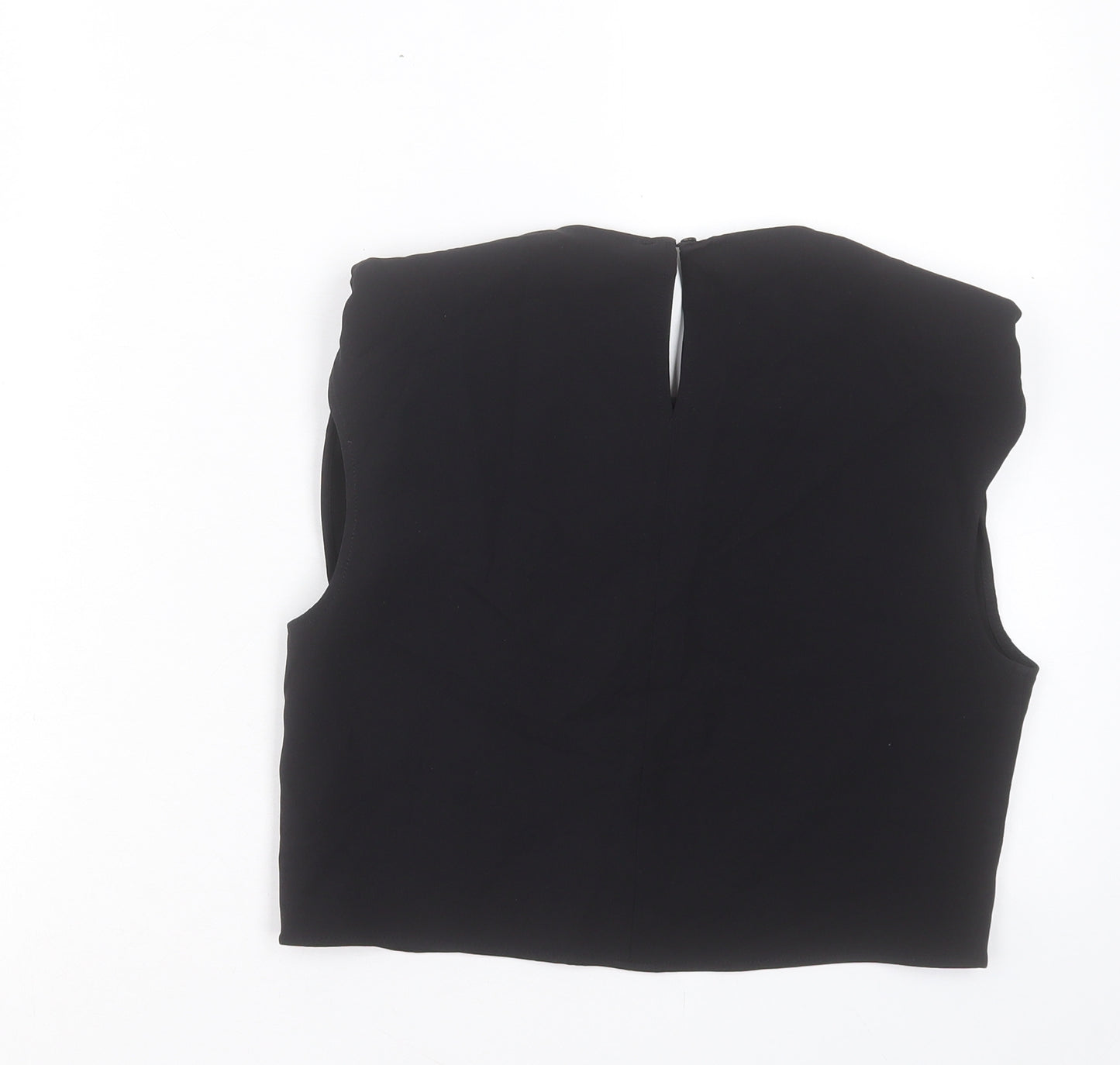Zara Womens Black Polyester Cropped Tank Size S Crew Neck