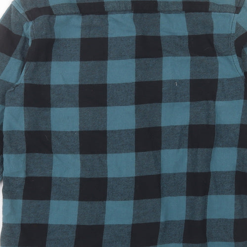Primark Mens Blue Plaid Cotton Button-Up Size XS Collared Button - Pocket Detail