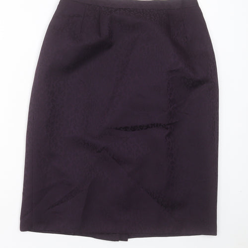 kaspa Womens Purple Animal Print Polyester Straight & Pencil Skirt Size 10 Button