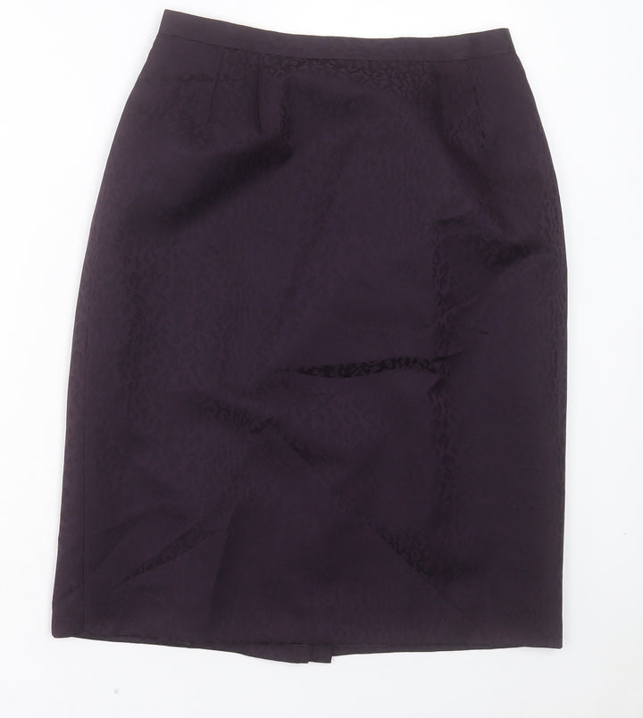 kaspa Womens Purple Animal Print Polyester Straight & Pencil Skirt Size 10 Button