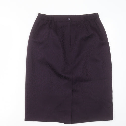 kaspa Womens Purple Animal Print Polyester Straight & Pencil Skirt Size 10 Button
