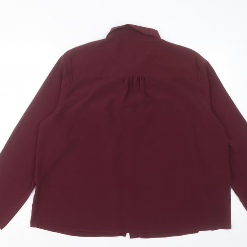 Marks and Spencer Womens Purple Polyester Basic Button-Up Size 18 Collared - Lace Detail